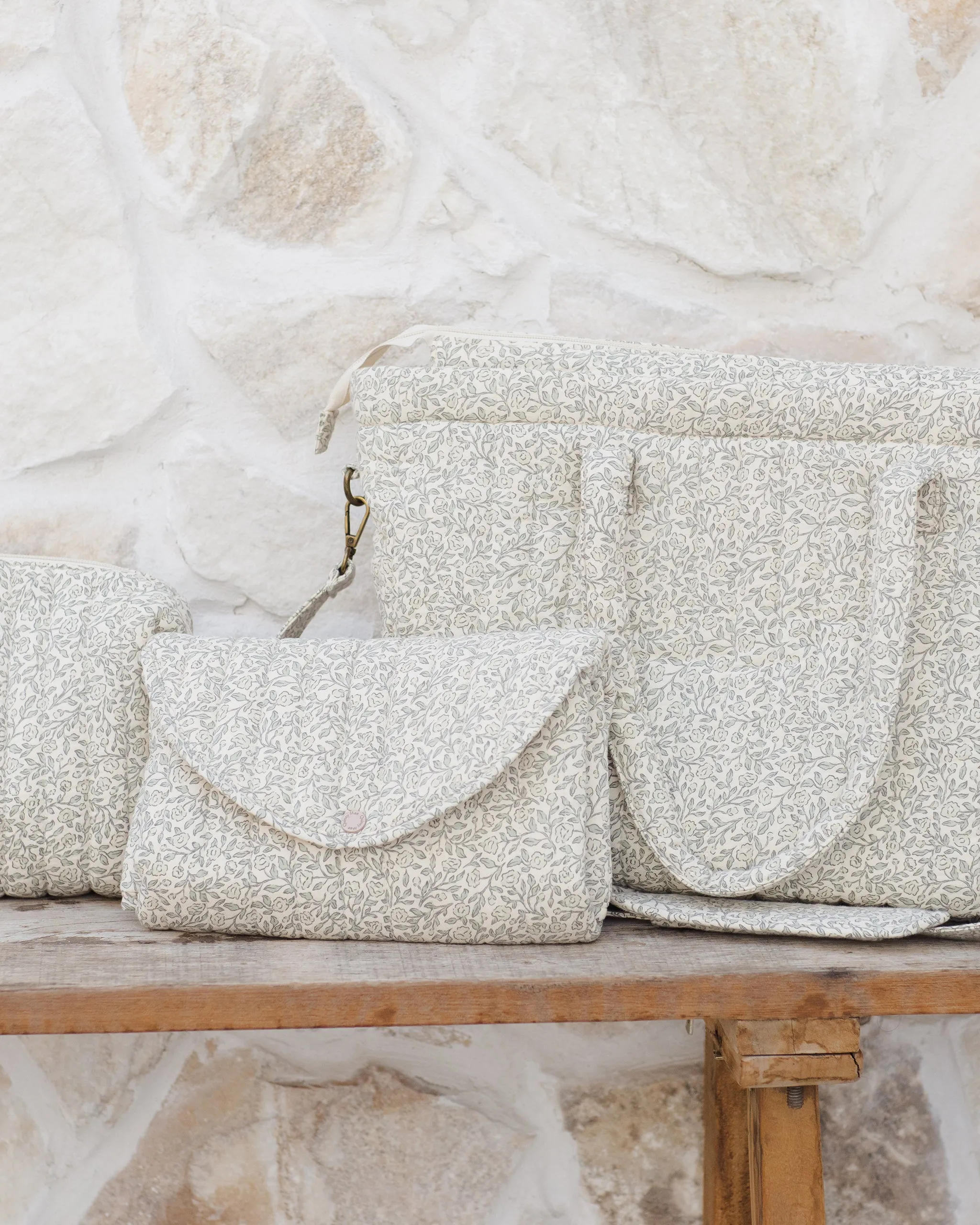 -Diaper Bag   Changing Pad Set || Green Garden-