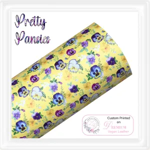 ⋅ Pretty Pansies ⋅ Custom Vegan Faux Leather ⋅ Sheets Or Rolls!