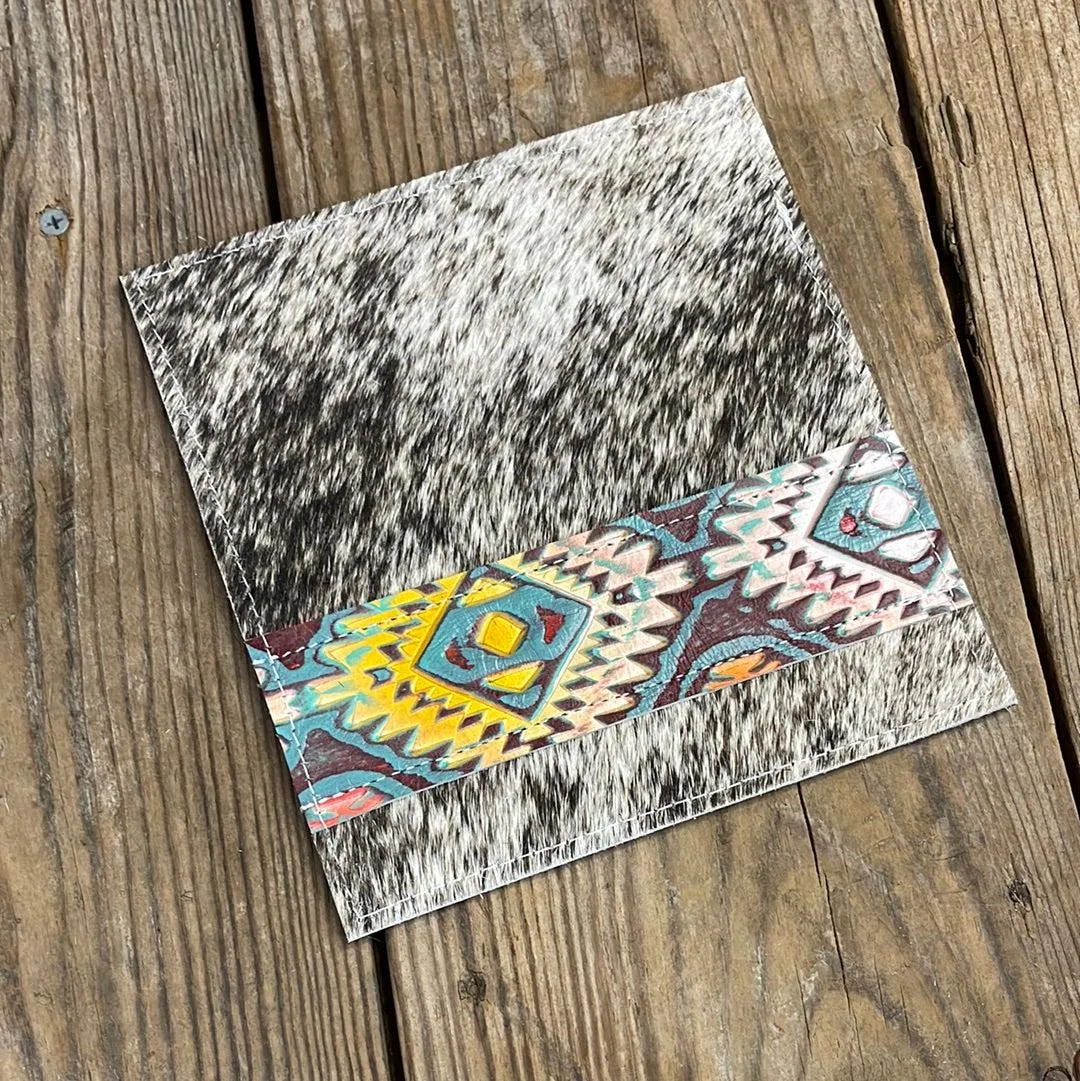 075 Checkbook Cover - Brindle w/ Rainbow Aztec