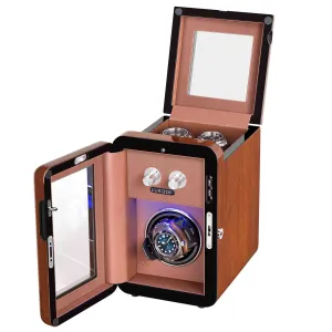 1 2 Walnut Wood Automatic Watch Winder, LUKDOF