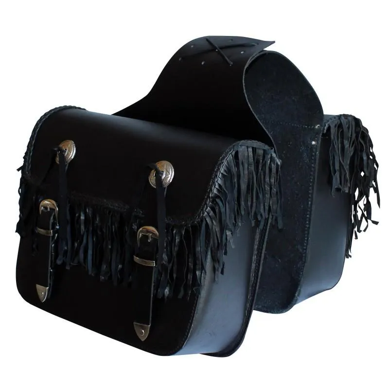 104 Black Leather Saddle Bags