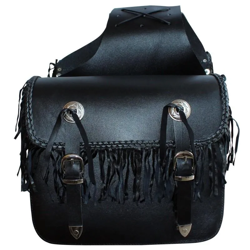 104 Black Leather Saddle Bags
