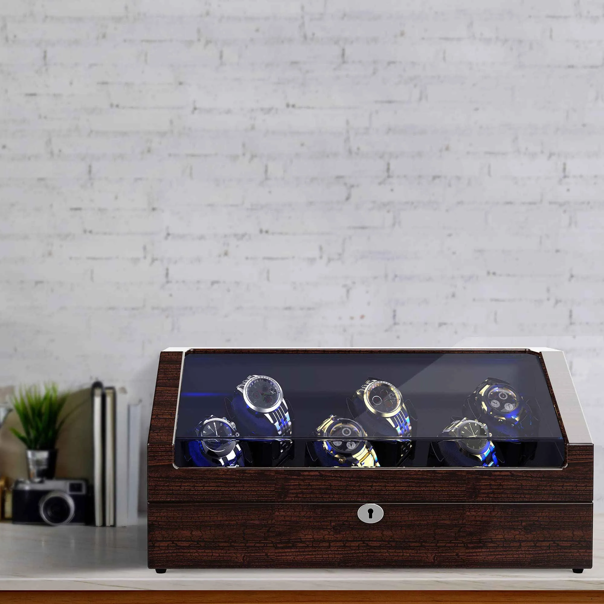 12 Pieces Watch Winder with Storage, Pine Bark Pattern, ARCTICSCORPION
