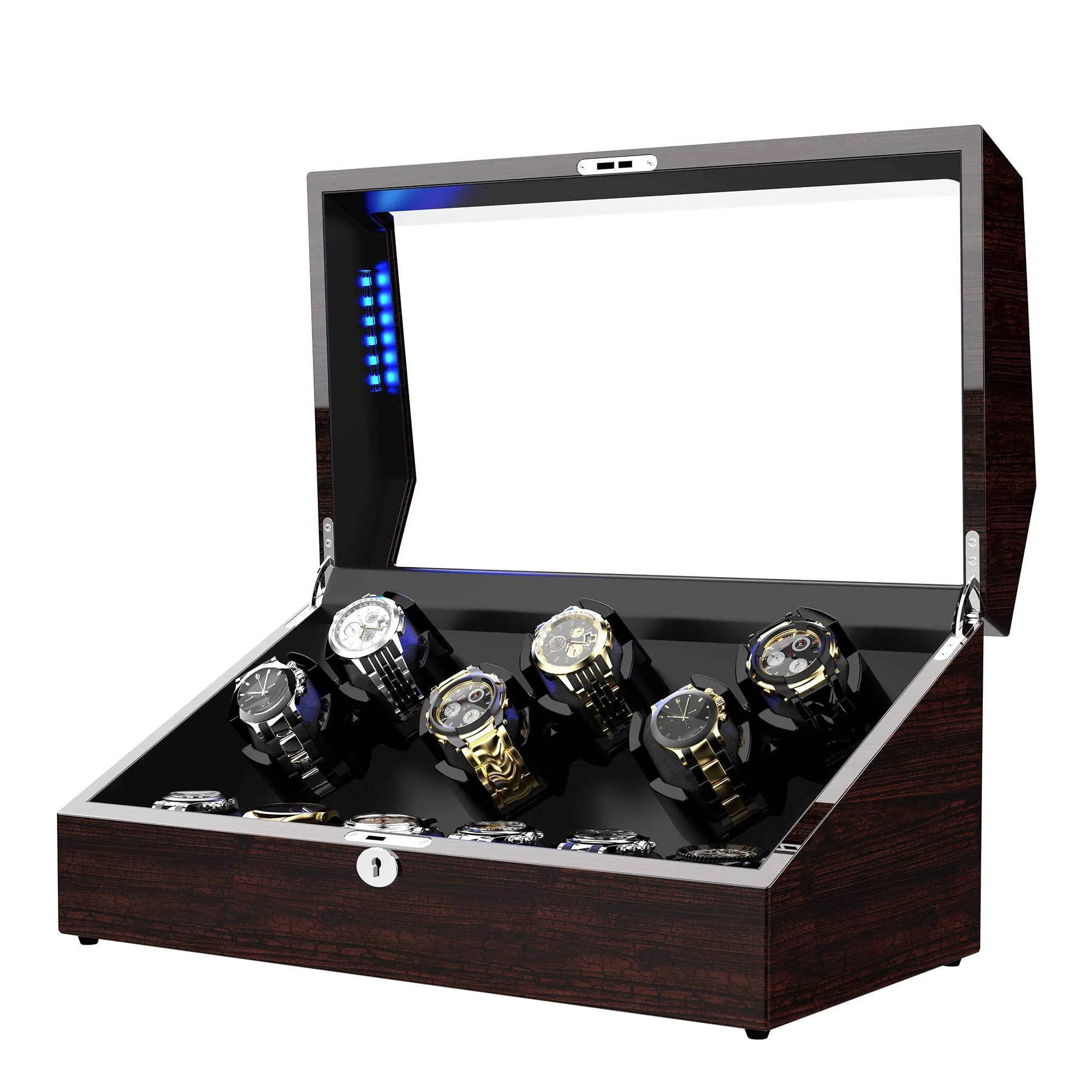 12 Pieces Watch Winder with Storage, Pine Bark Pattern, ARCTICSCORPION
