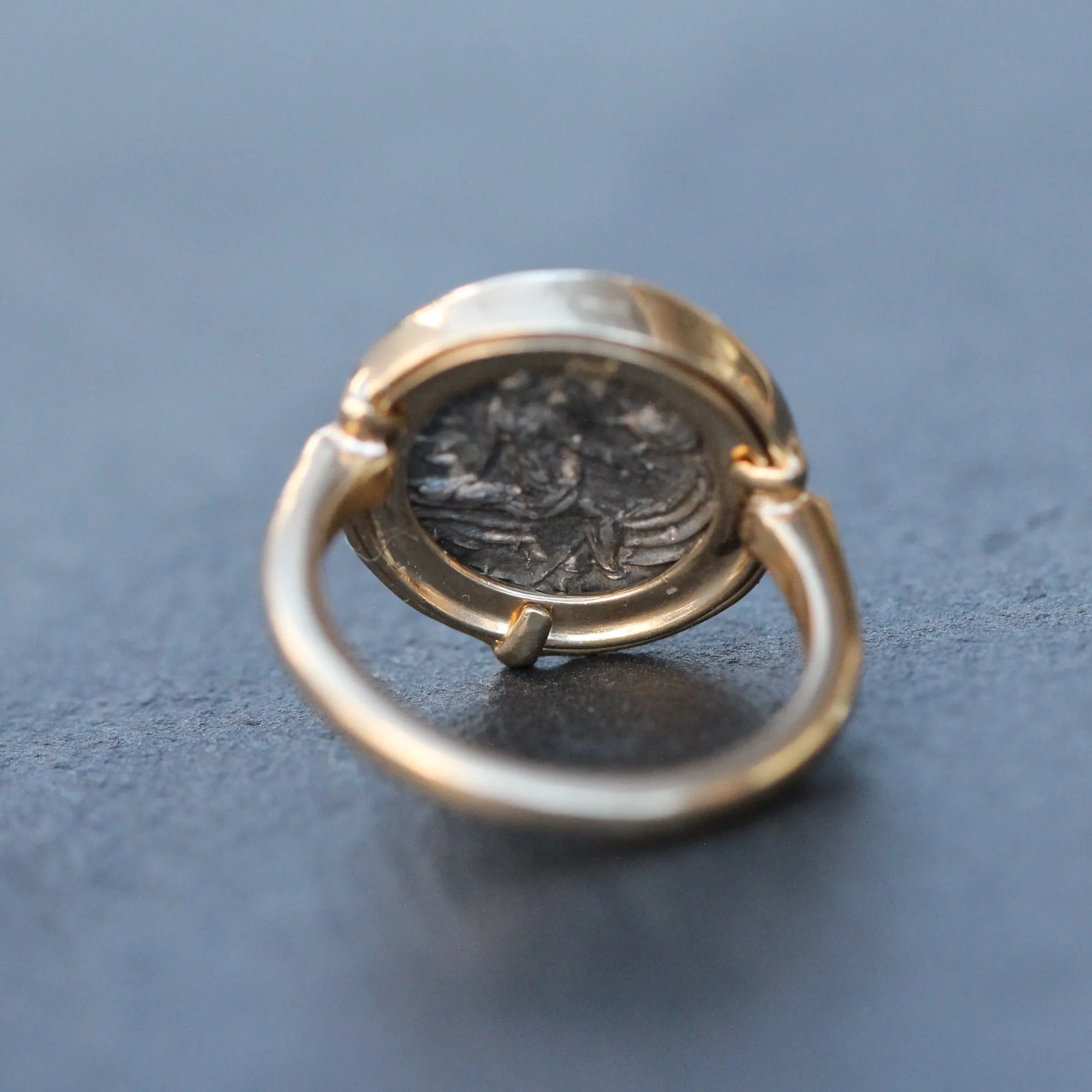 14k Gold   Sterling Ancient Greek Coin Ring