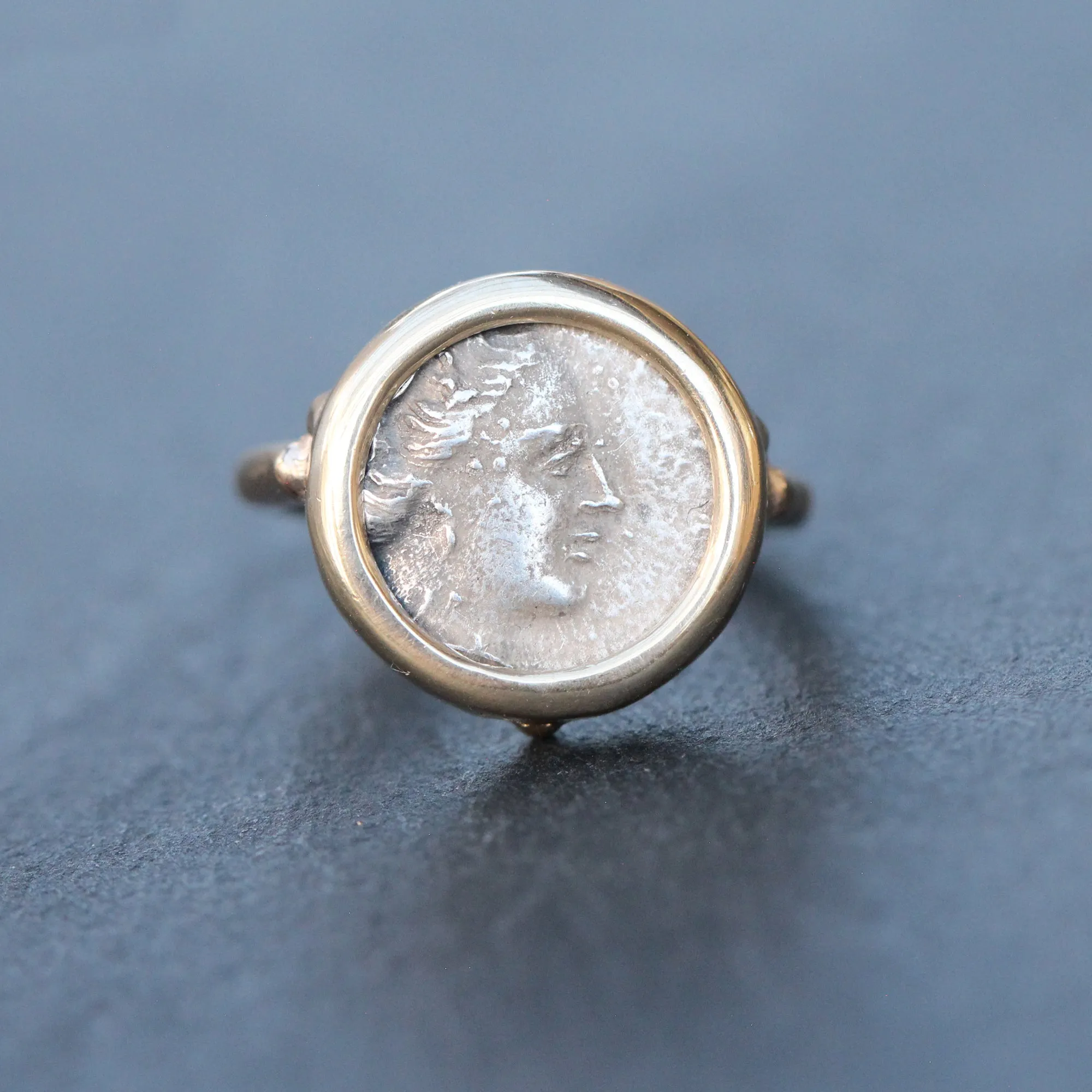 14k Gold   Sterling Ancient Greek Coin Ring