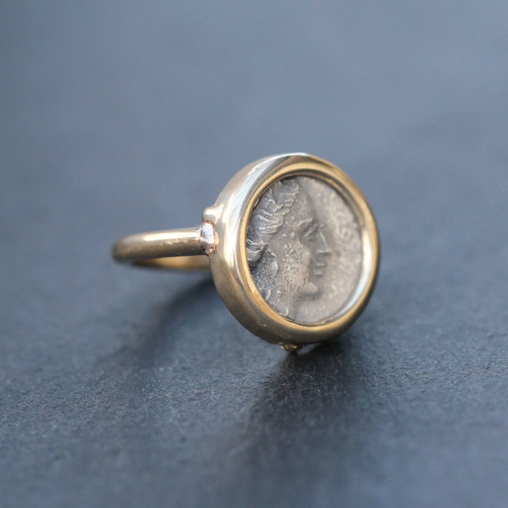 14k Gold   Sterling Ancient Greek Coin Ring