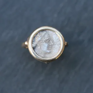 14k Gold   Sterling Ancient Greek Coin Ring
