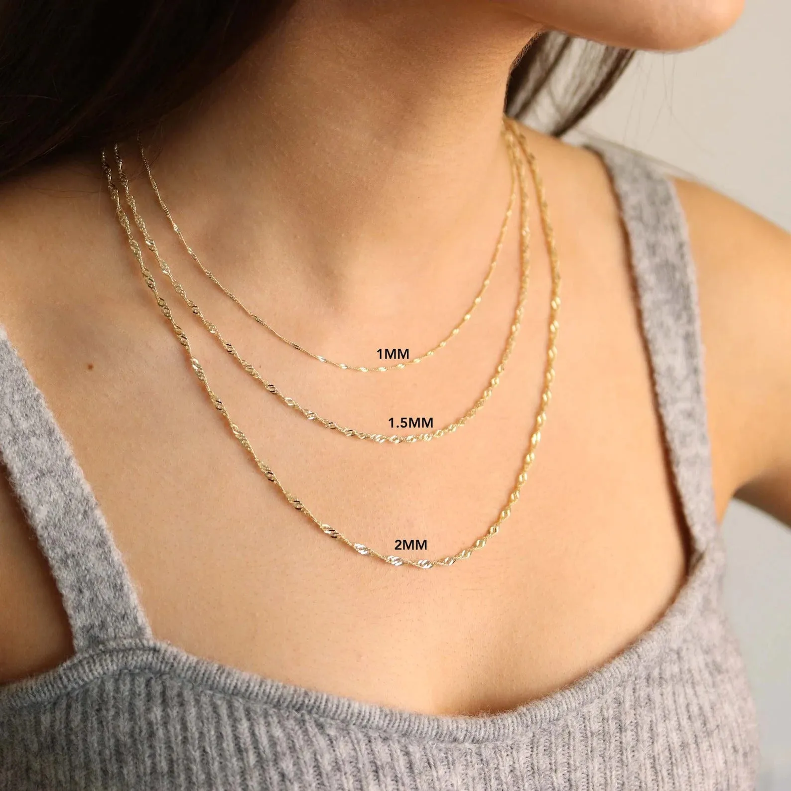 14K Yellow Gold Chain|Simple Jewelry For Women-Singapore Necklace