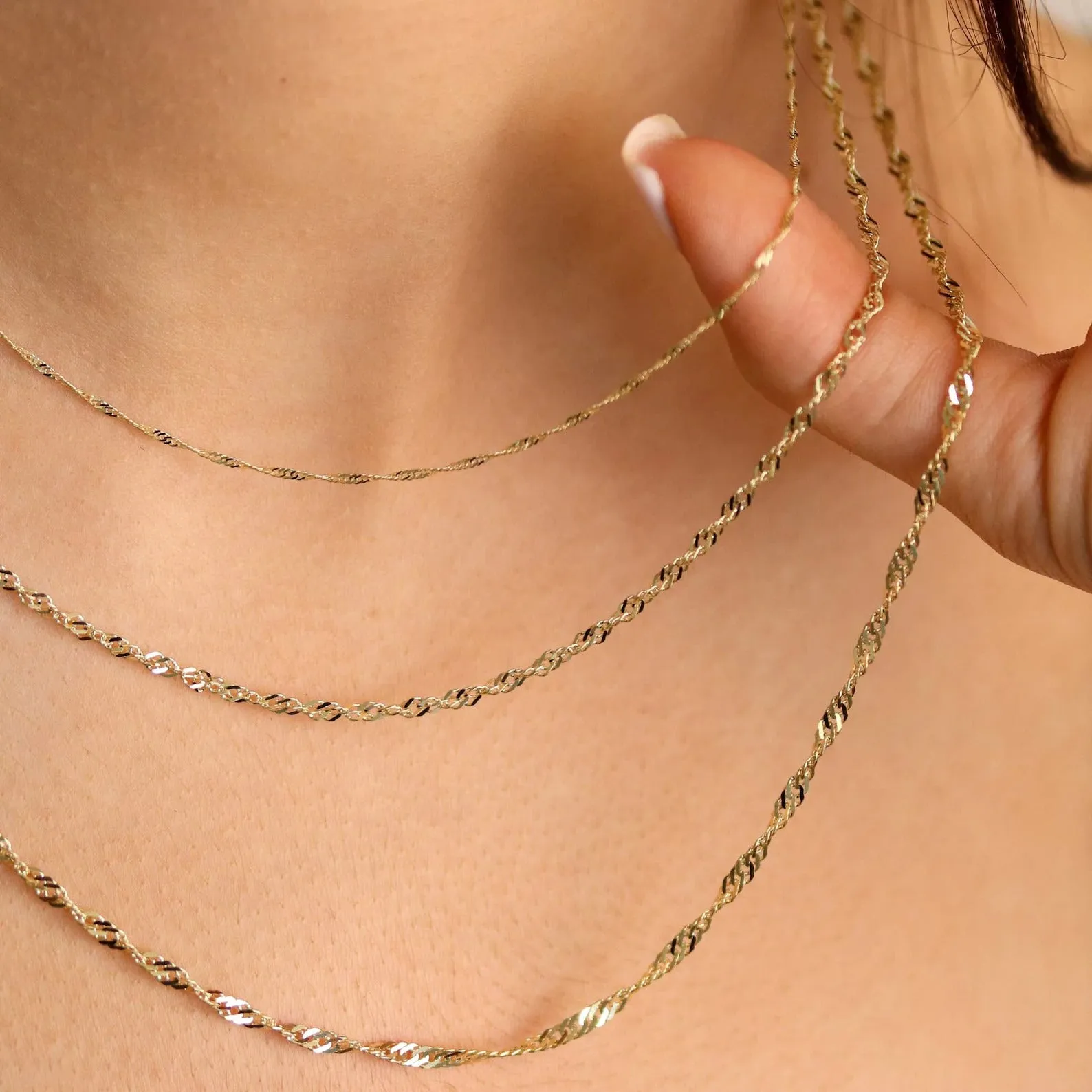 14K Yellow Gold Chain|Simple Jewelry For Women-Singapore Necklace