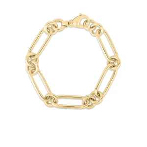 18K DESIGNER GOLD CLASSIC BOLD ALTERNATING LINK BRACELET