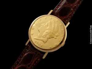 1960's Ulysse Nardin Vintage 1904 $20 Gold Double Eagle Coin Watch - 18K Gold