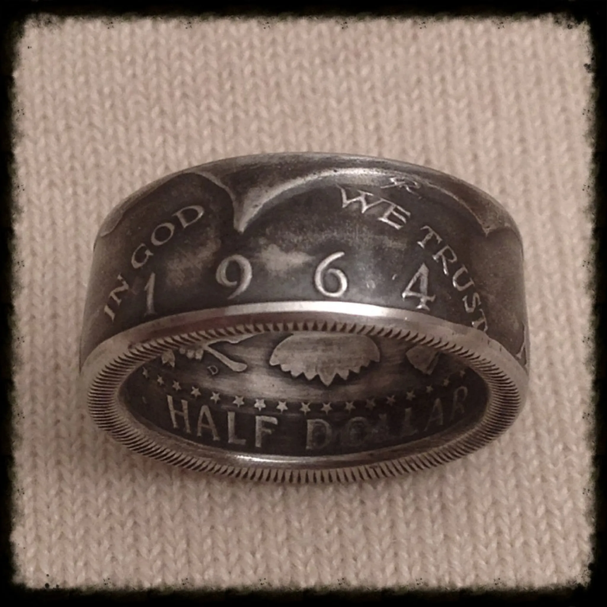 1964 JFK 90% Silver Coin Ring - Hand Made USA - Sizes 7 - 14.5
