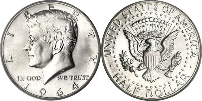 1964 JFK 90% Silver Coin Ring - Hand Made USA - Sizes 7 - 14.5
