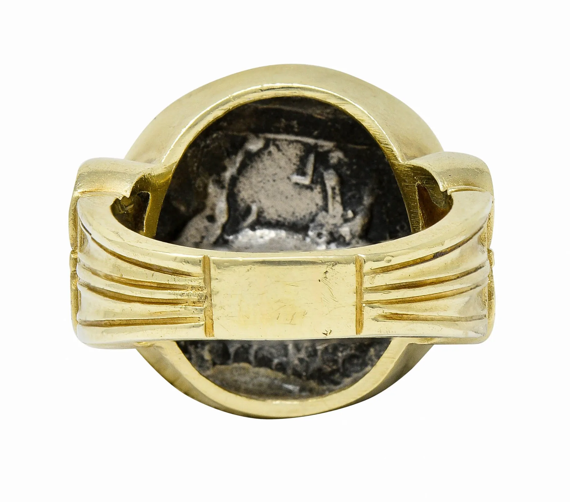 1970's Vintage Ancient Coin 18 Karat Gold Athena & Bull Ring