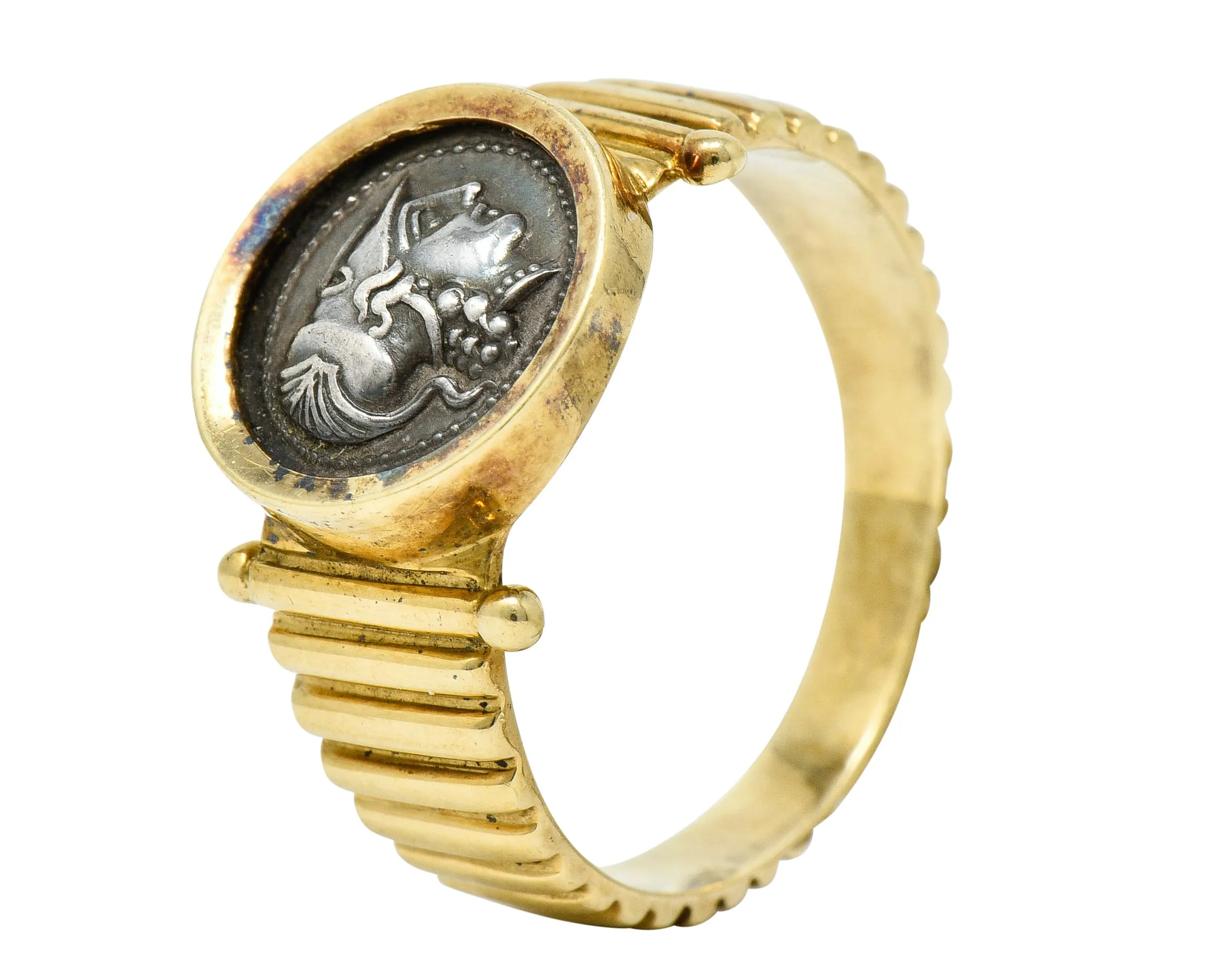 1970's Vintage Athena Antique Coin 14 Karat Gold Band Ring