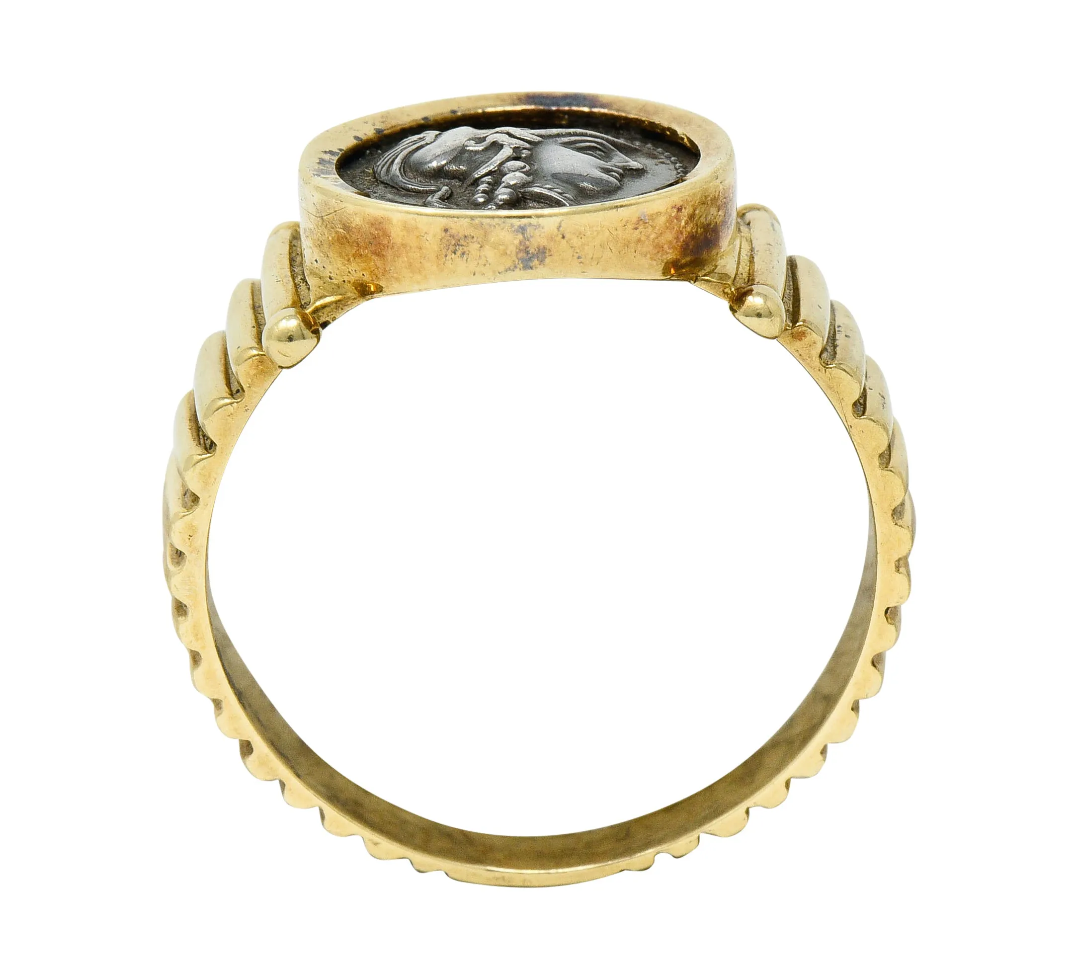1970's Vintage Athena Antique Coin 14 Karat Gold Band Ring