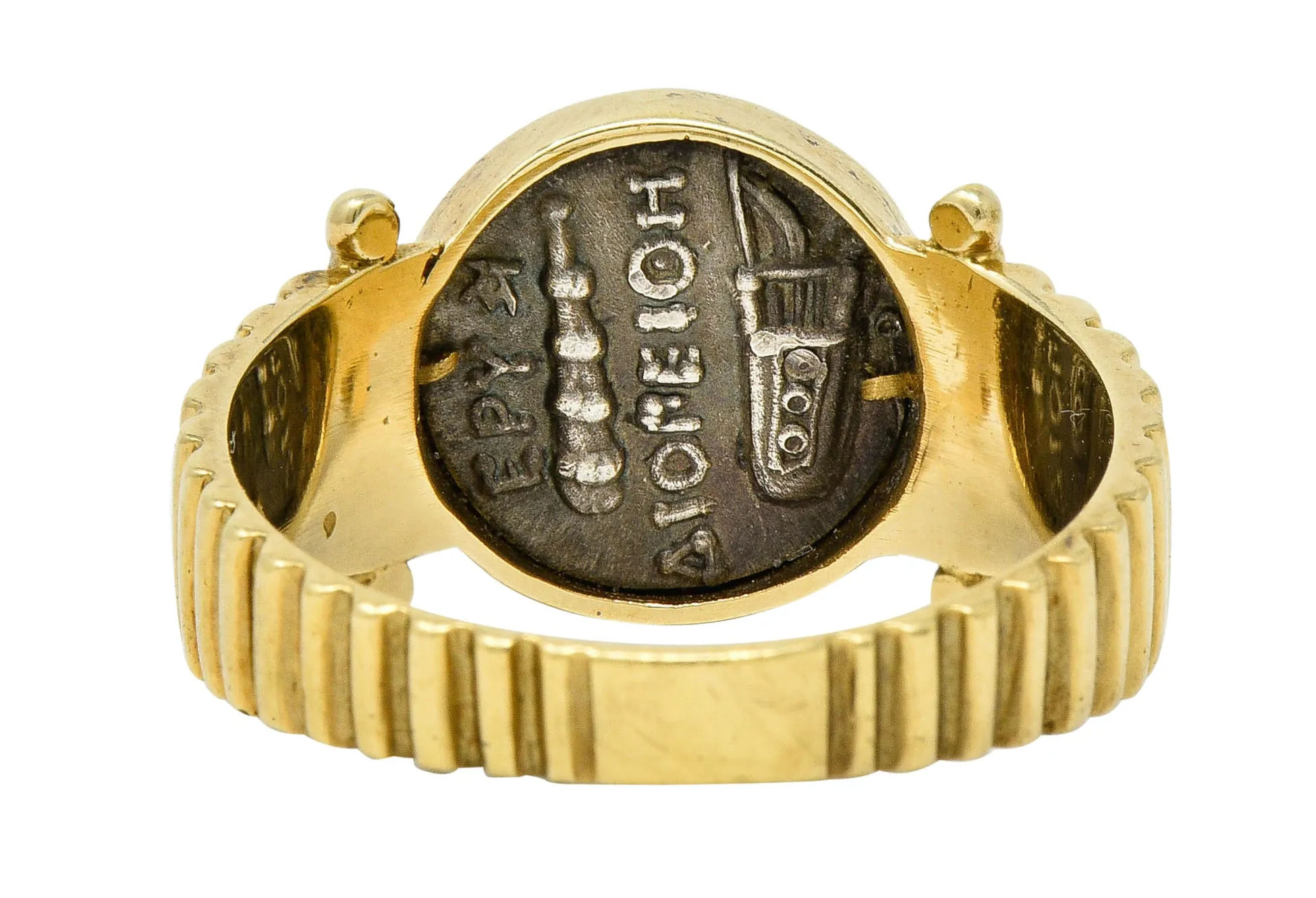 1970's Vintage Athena Antique Coin 14 Karat Gold Band Ring