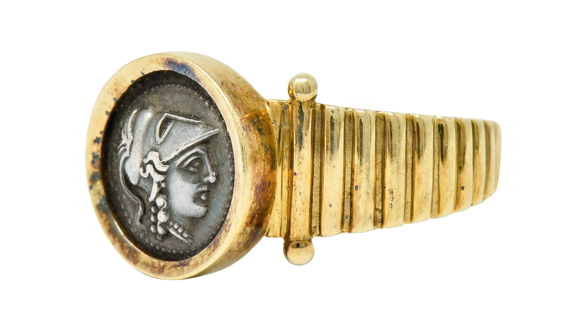 1970's Vintage Athena Antique Coin 14 Karat Gold Band Ring