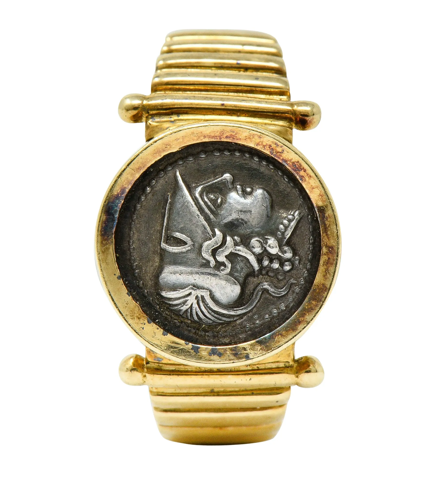 1970's Vintage Athena Antique Coin 14 Karat Gold Band Ring