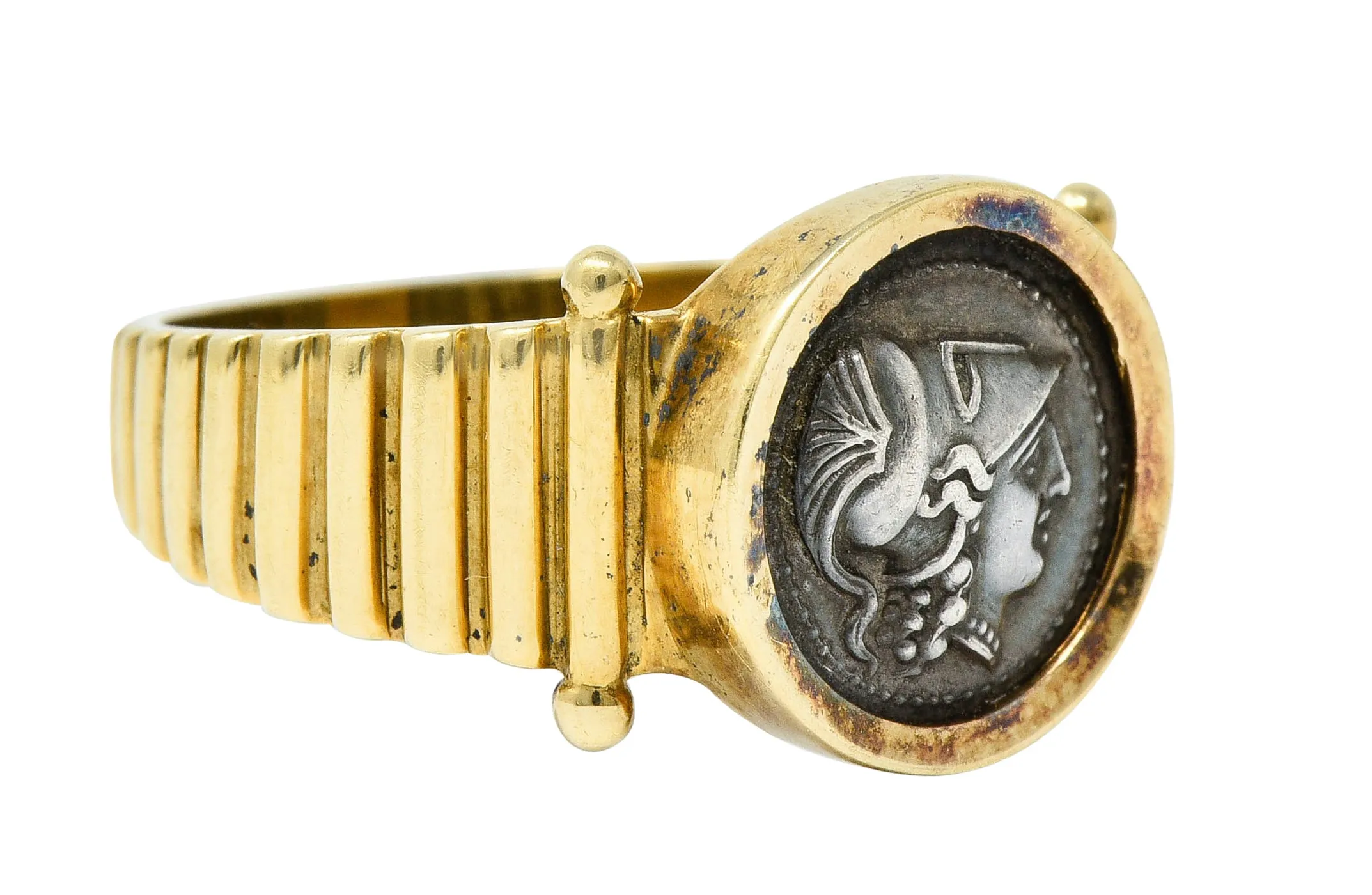 1970's Vintage Athena Antique Coin 14 Karat Gold Band Ring