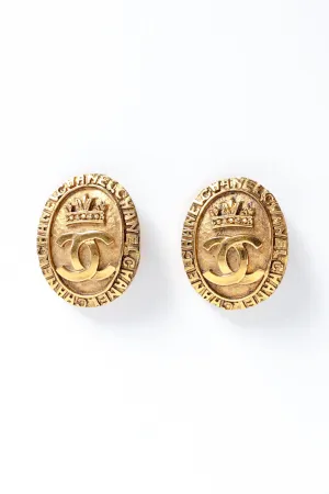 1980s Crown CC Logo Coin Earrings