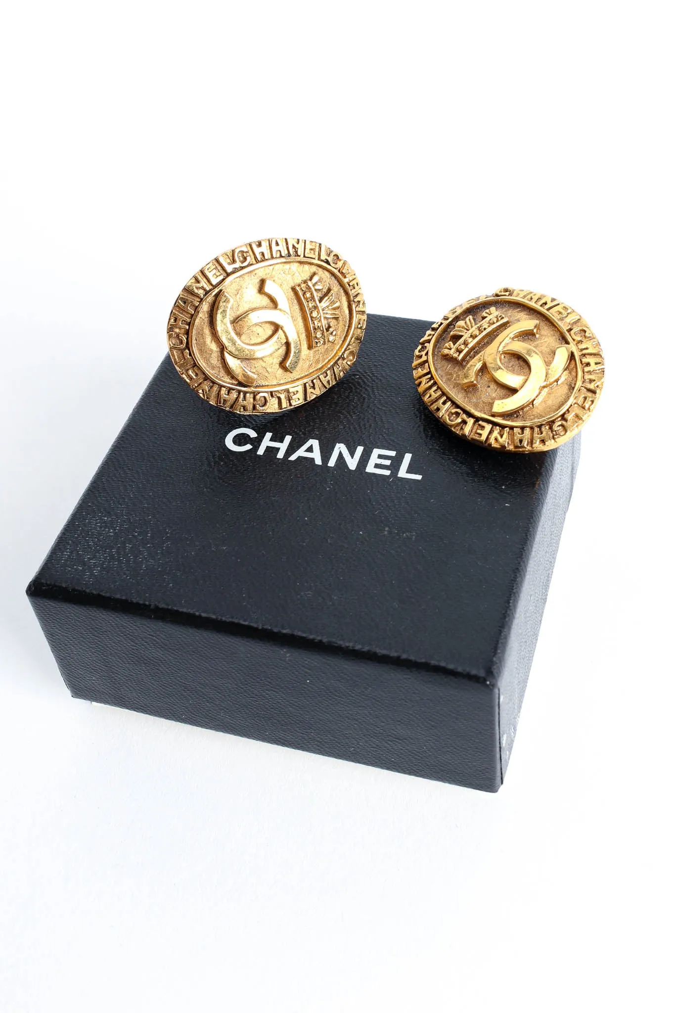 1980s Crown CC Logo Coin Earrings