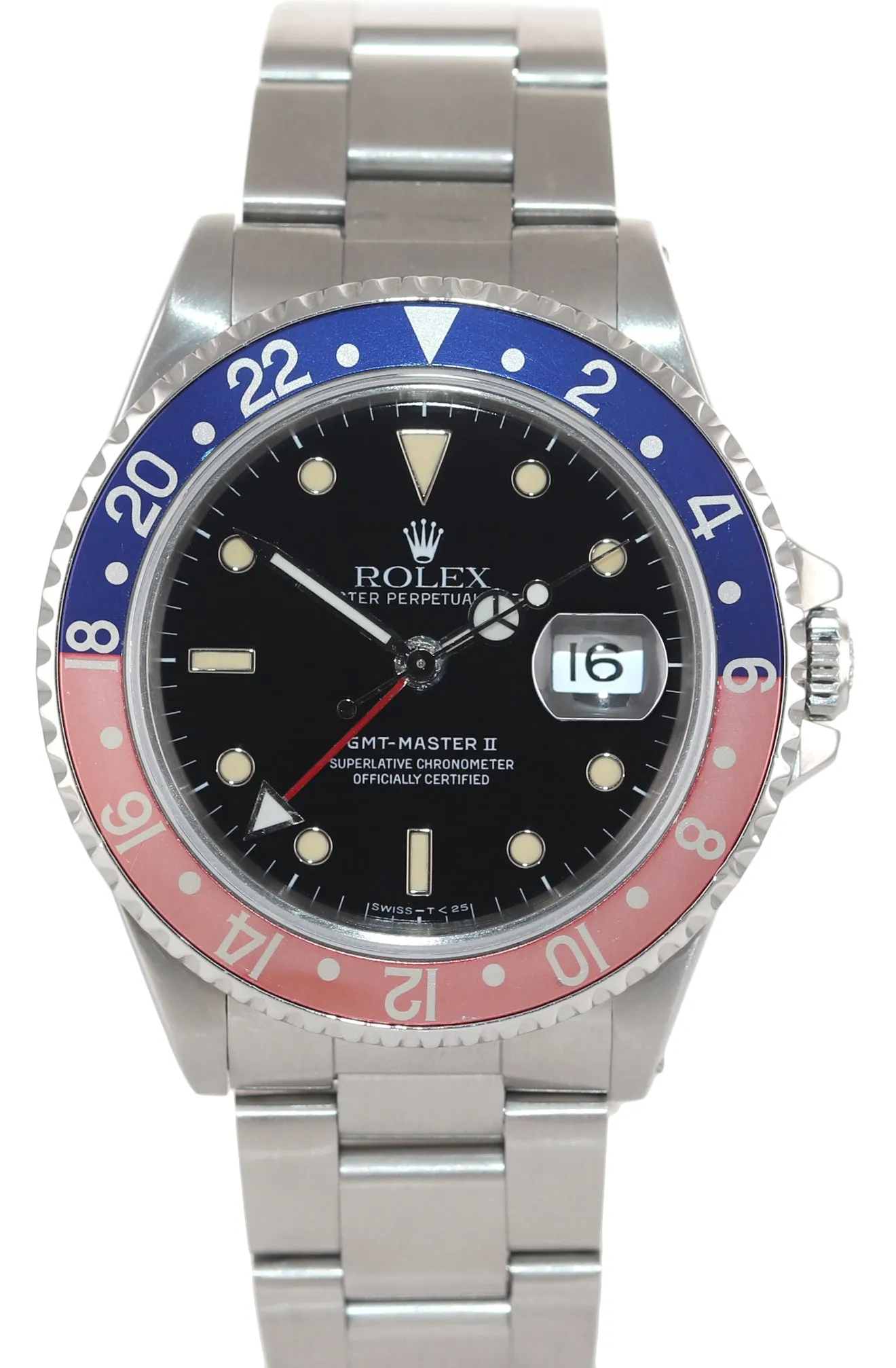 1991 PATINA FADED Rolex GMT-Master II Pepsi Steel Blue Red 16710 Watch Box