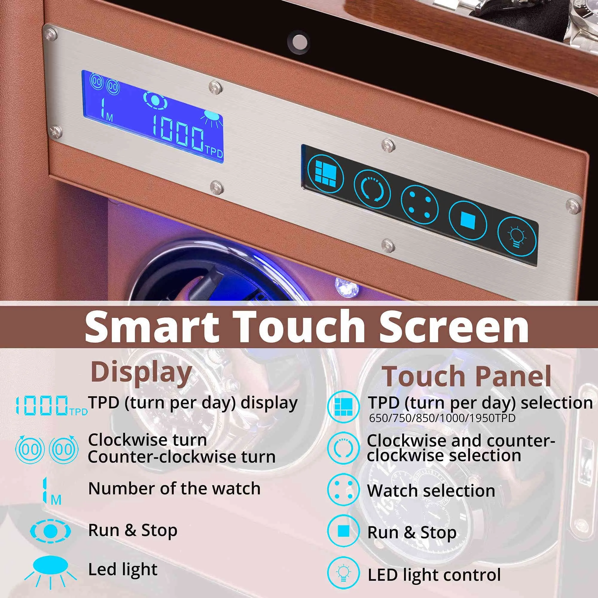 2 3 Walnut Wood Automatic Watch Winder, LUKDOF