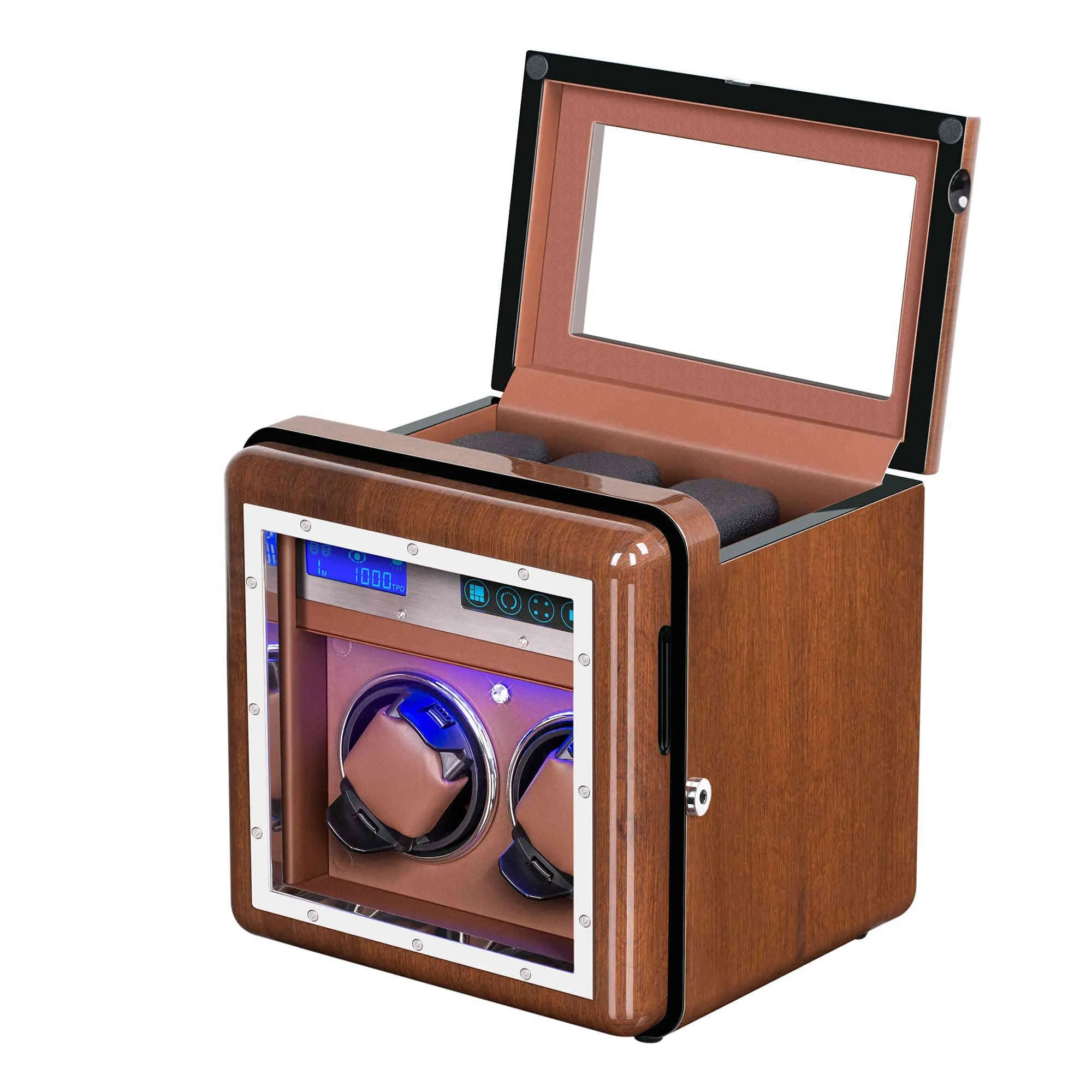 2 3 Walnut Wood Automatic Watch Winder, LUKDOF