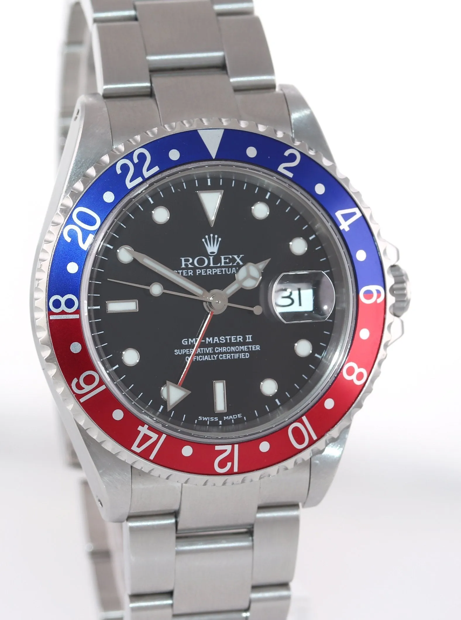 2002 Rolex GMT-Master II Pepsi Steel Blue Red 16710 Watch SEL Box