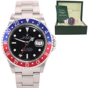 2004-2005 Rolex GMT-Master 2 Pepsi Steel 16710 Watch No Holes Black Dial Watch