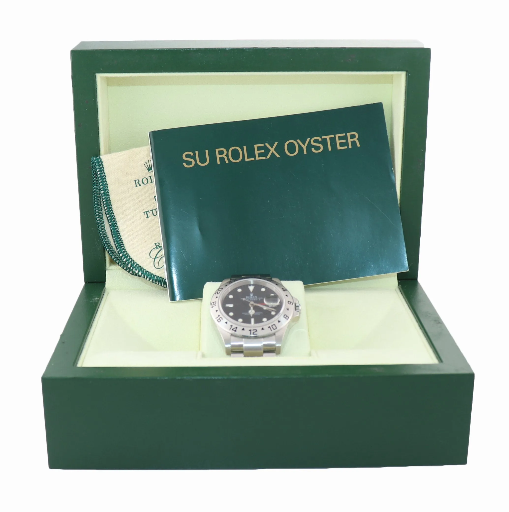 2007 NO HOLES Rolex Explorer II 16570 Stainless Steel Black Date GMT 40mm Watch
