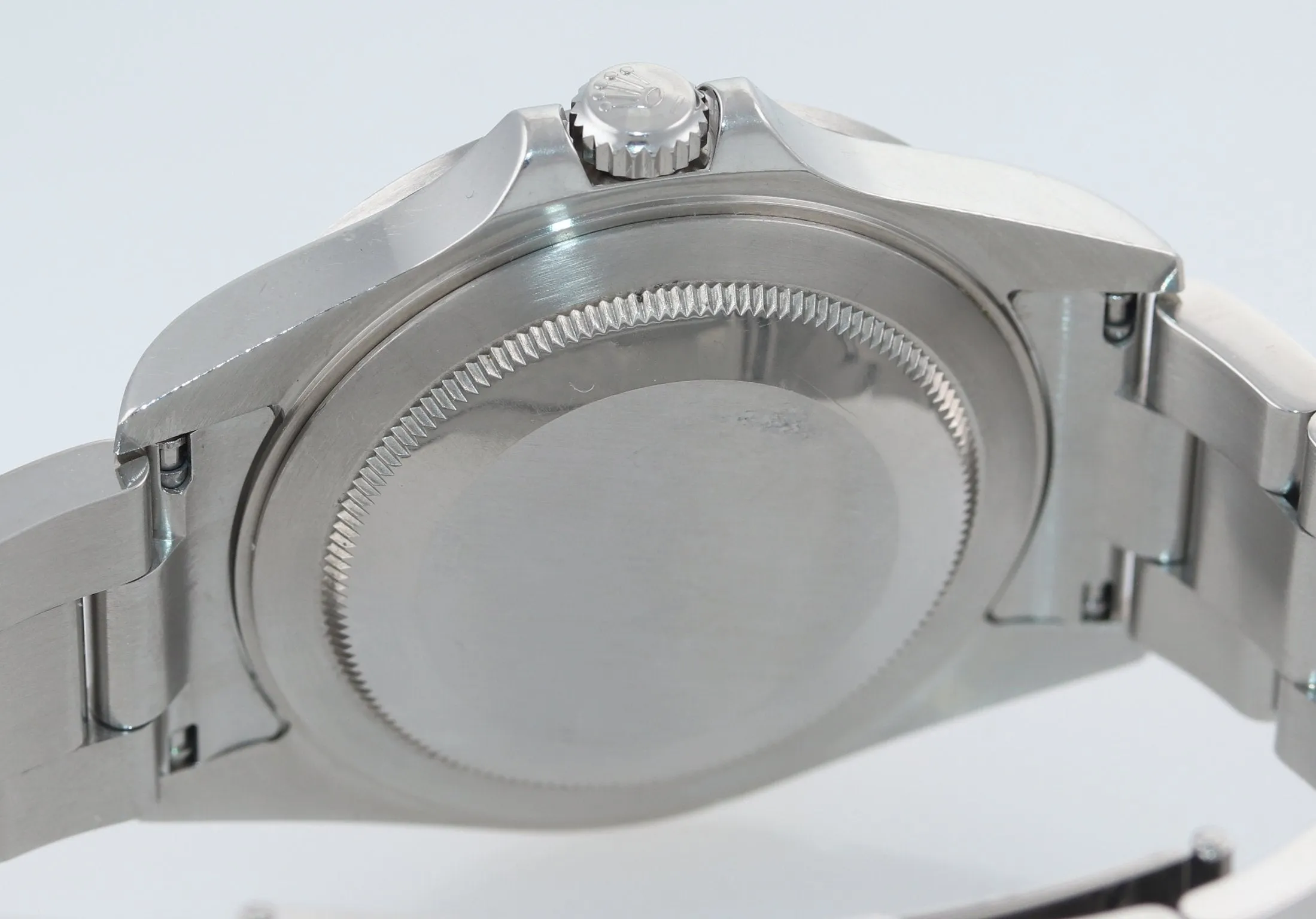 2007 NO HOLES Rolex Explorer II 16570 Stainless Steel Black Date GMT 40mm Watch