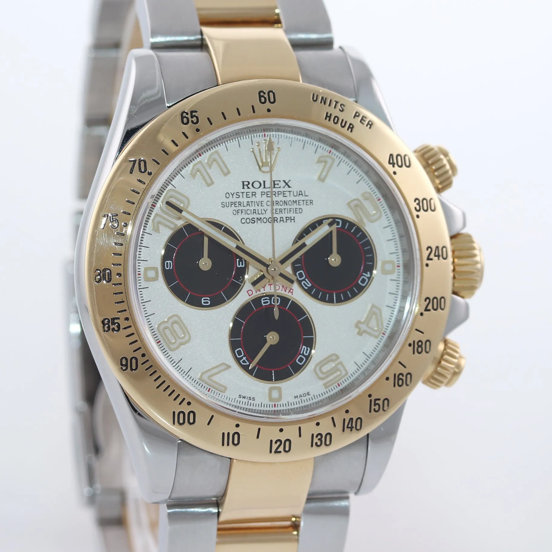 2008 Rolex Daytona 116523 White Panda Steel 18k Yellow Gold Two Tone Watch Box