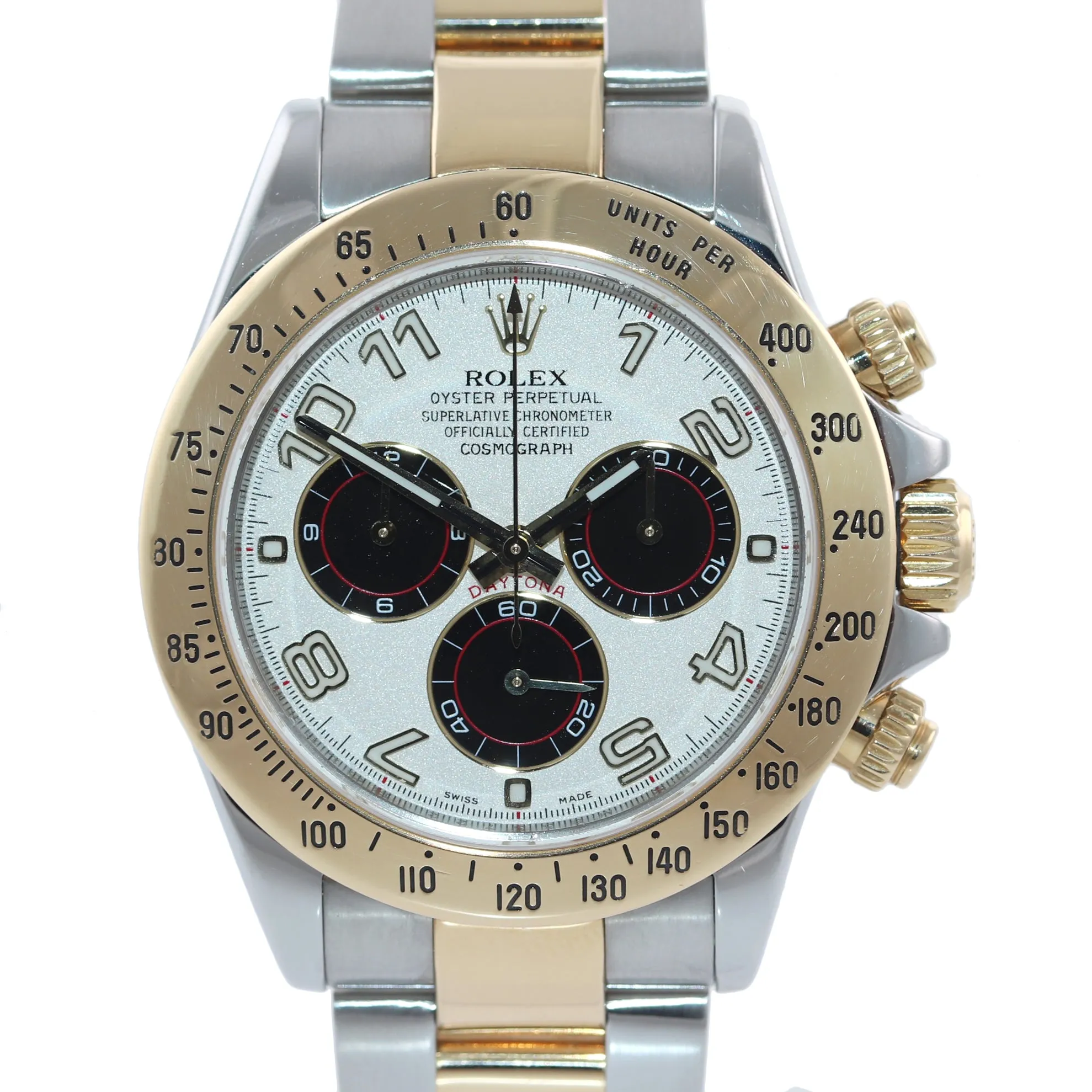 2008 Rolex Daytona 116523 White Panda Steel 18k Yellow Gold Two Tone Watch Box