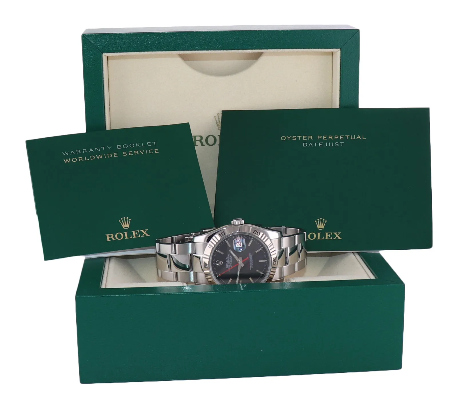 2009 Rolex DateJust 116264 Turn-O-Graph Thunderbird Grey White Gold 36mm Watch