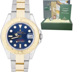 2013 REHAUT Rolex Yacht-Master Two-Tone Mid-Size BLUE 35mm Watch 168623 FULL SET