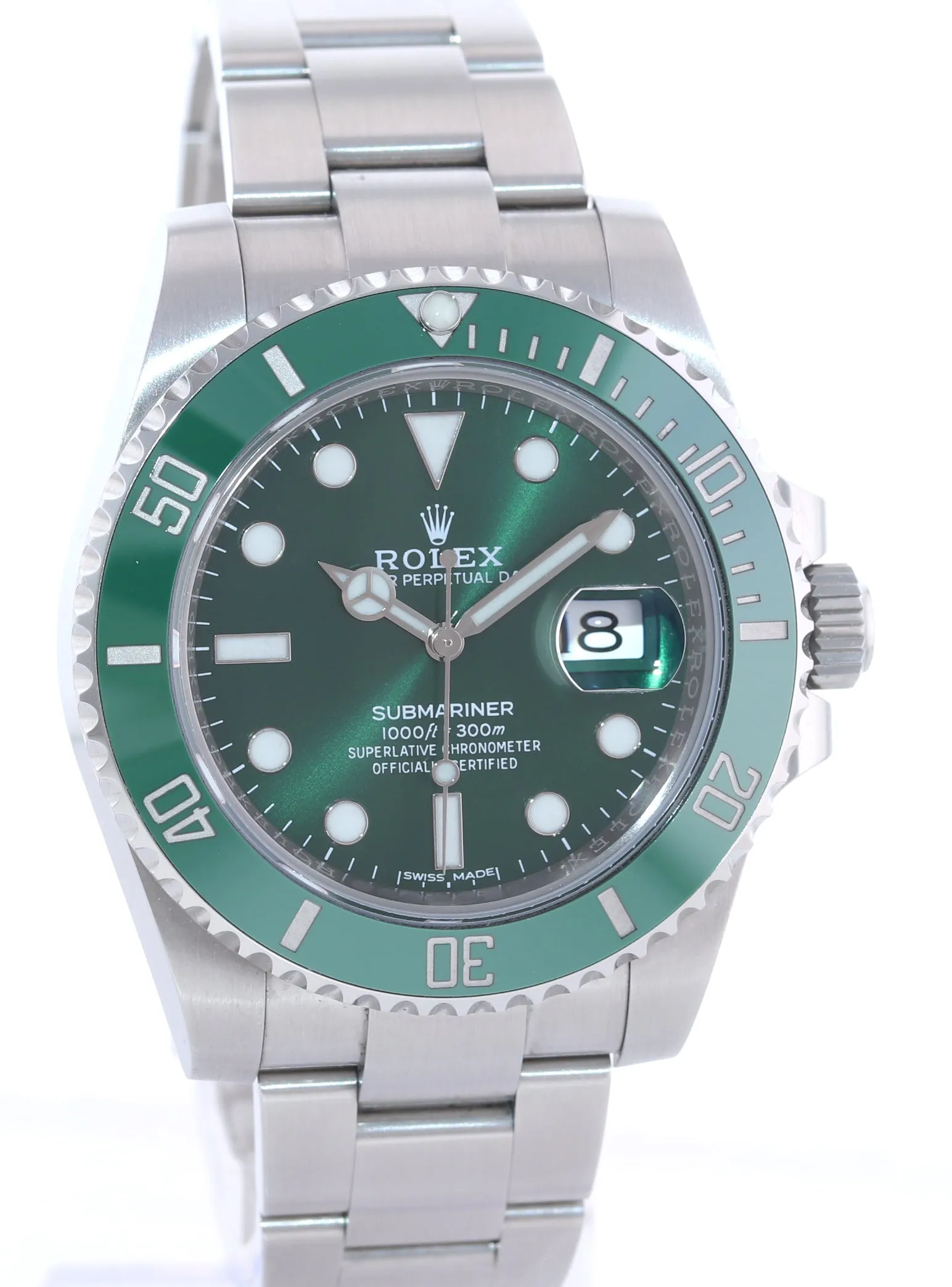 2015 Unpolished PAPERS Rolex submariner Hulk 116610LV Green Dial Ceramic Watch