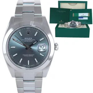 2017 PAPERS Rolex DateJust 41 Steel 126300 Rhodium Grey Jubilee Band Watch Box
