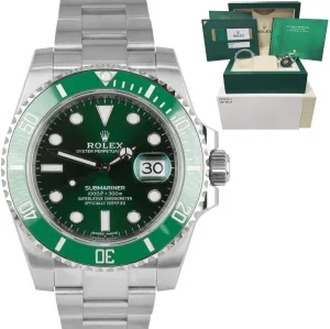 2018 UNPOLISHED Rolex Submariner Date Hulk Green Watch 116610 LV / V FULL SET