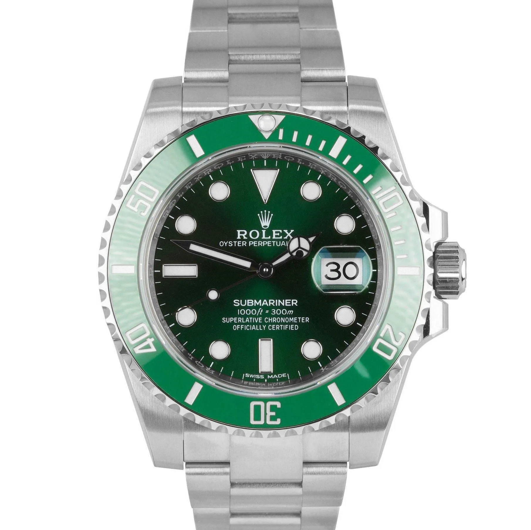 2018 UNPOLISHED Rolex Submariner Date Hulk Green Watch 116610 LV / V FULL SET