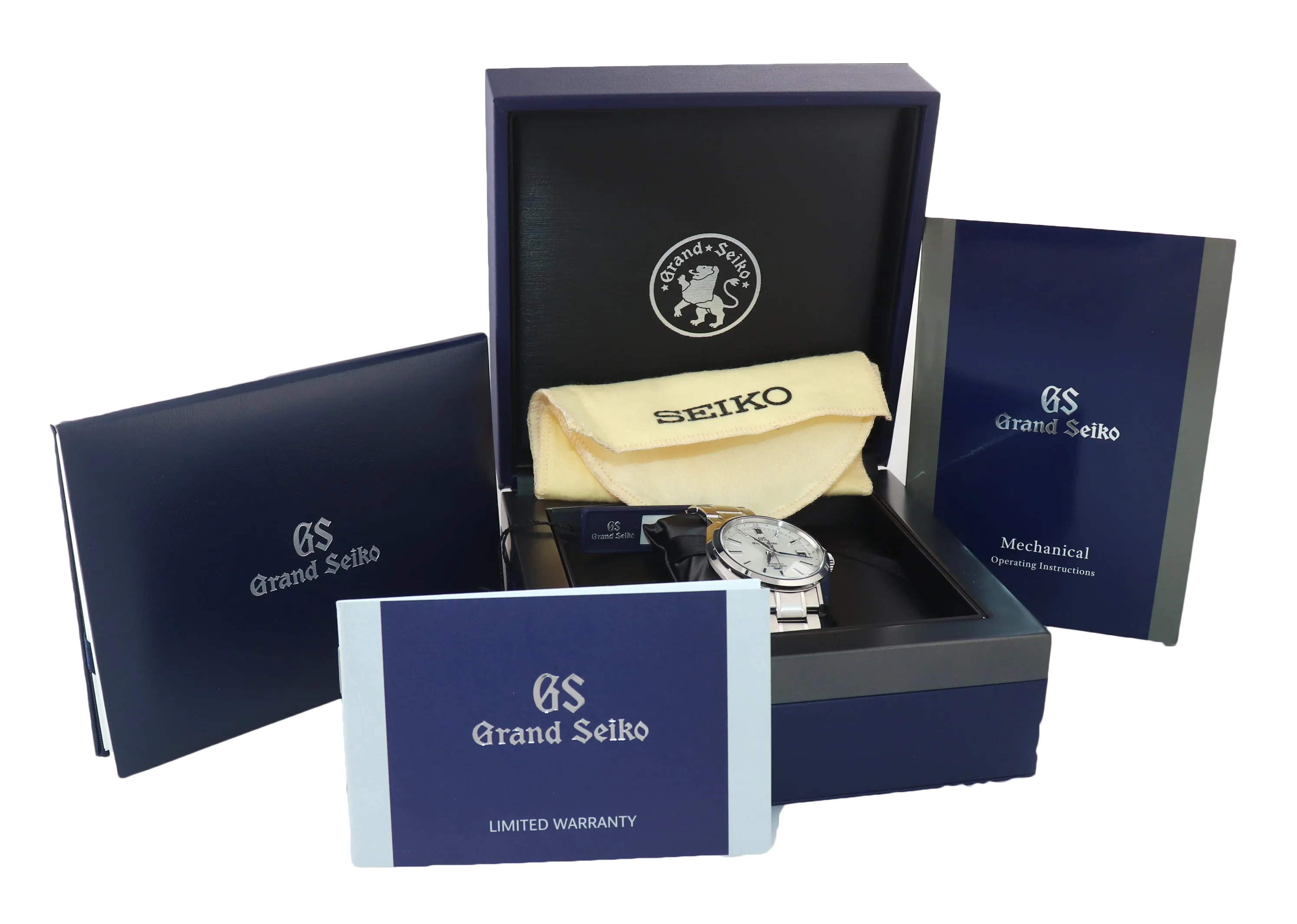 2019 BOX PAPERS Grand Seiko Hi-Beat 36000 GMT SBGJ201 Mt. Iwate Dial Steel Watch