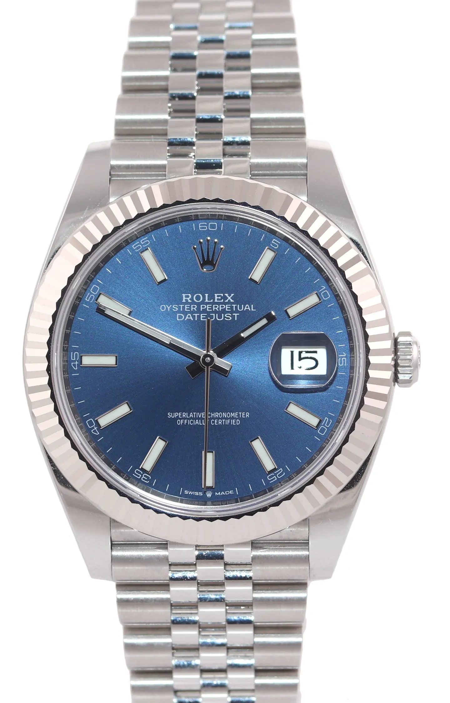 2021 NEW PAPERS Rolex DateJust 41 Blue Stick 126334 Steel Gold Jubilee Watch Box