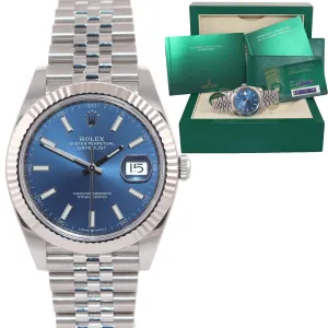 2021 NEW PAPERS Rolex DateJust 41 Blue Stick 126334 Steel Gold Jubilee Watch Box