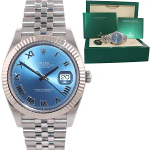 2021 NEW Rolex DateJust 41 Azzuro Blue Roman Jubilee Fluted 126334 Watch Box