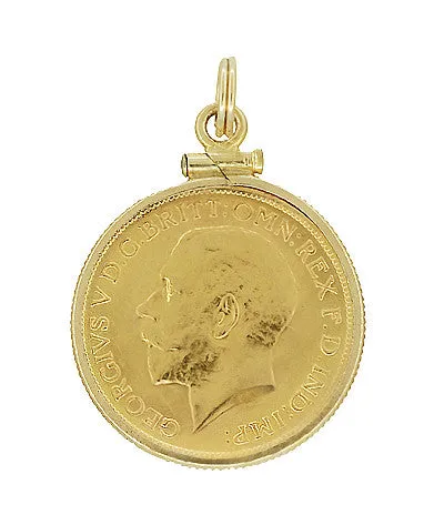22 Karat Gold King George V British Sovereign Coin Pendant