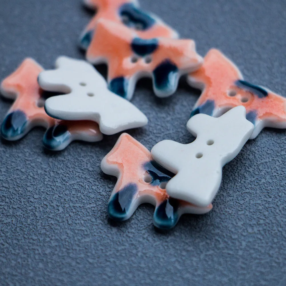 24mm Orange Pony 2-Hole Ceramic Sewing Buttons for DIY Trench Coats 10PCS