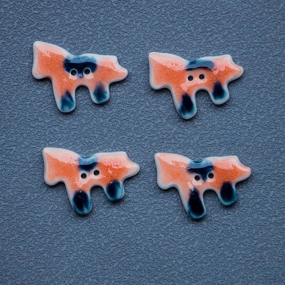 24mm Orange Pony 2-Hole Ceramic Sewing Buttons for DIY Trench Coats 10PCS