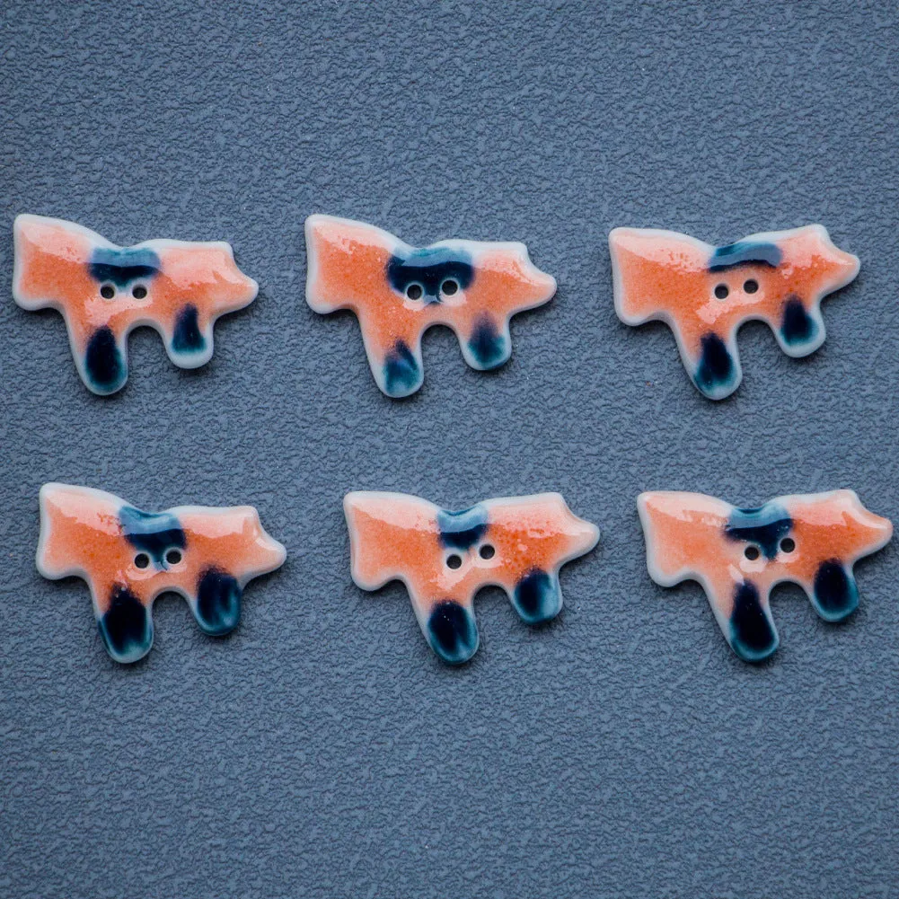 24mm Orange Pony 2-Hole Ceramic Sewing Buttons for DIY Trench Coats 10PCS